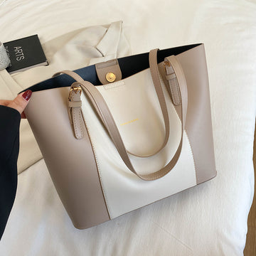 CL1215 - Two-tone Tote Shoulder Bag